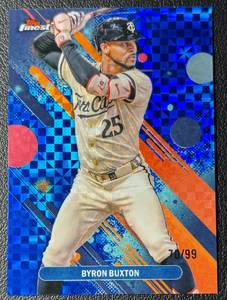 Byron Buxton 2025 Topps Finest Blue 7099 Minnesota Twins Baseball Card No. 91