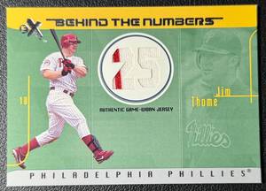 Jim Thome 2003 Fleer Behind The Numbers  Game-Worn Swatch 497500 Baseball Card No. BTNGU-JT