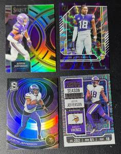 Justin Jefferson 4-Card Parallel Minnesota Vikings Football Card Lot