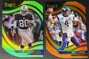 2-Card 2020 Select HOF Parallel Die-Cut Football Card Lot - Favre and Rice