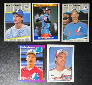 Randy Johnson 5-Card Rookie Baseball Card Lot