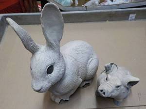 Bunny and Pig Outdoor Dcor with s...