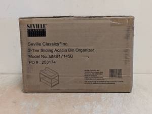 NEW SEVILLE CLASSICS 2-TIER SLIDING ACACIA BIN ORGANIZER