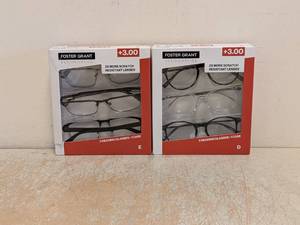 (2) NEW FOSTER GRANT 3.00 READING GLASSES 3PK