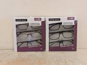 (2) NEW FOSTER GRANT 1.50 READING GLASSES 3PK