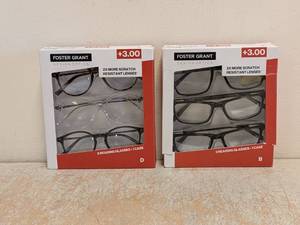 (2) NEW FOSTER GRANT 3.00 READING GLASSES 3PK