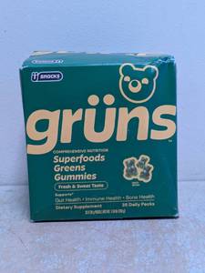 NEW U SNACKS GRUNS SUPERFOODS GREENS GUMMIES DIETARY SUPPLEMENT 35PK