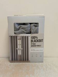 NEW 100% BLACKOUT WINDOW PANELS GRAY 2PK