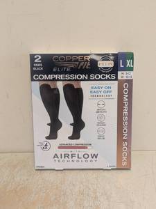 NEW COPPERFIT ELITE COMPRESSION SOCKS LXL 2PK