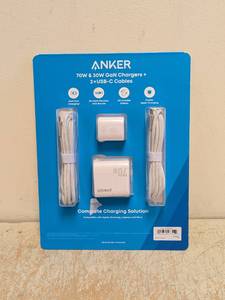 NEW ANKER 70W & 30W GAN CHARGERS  2 X USB-C CABLES