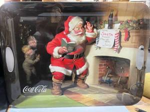 Vintage Coca Cola Cardboard Advertisement and Plastic Tray 20 X 15