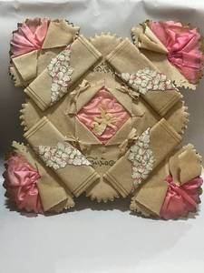 Early 1900s Victorian Valentine  Paper and Fabric 13 X 13