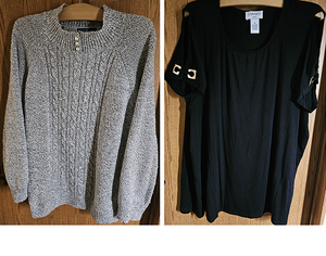 Karen Scott Sweater and Carmen Off the Sholder Slit Top