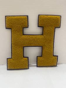 1920s Gold and Purple Varsity Letter H Chenille Patch 7 X 7 12