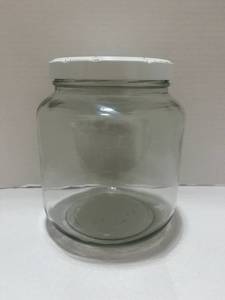 1958 Northwestern Glass Co Clear Glass Coffee Jar w Metal Lid Bottom NW 58319