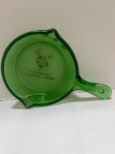 Vintage Green Depression Glass Skillet Souvenir of Alliance Nebraska