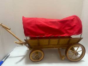 Vintage Wooden Conestoga Red Covered Wagon