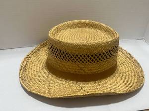 Vintage Summer Club Straw Hat Australian with Gold Kangaroo