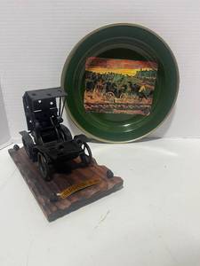 Oldsmobile 1903 Metal Model Made in Spain and Nevco Round Metal Plate Made in South Africa