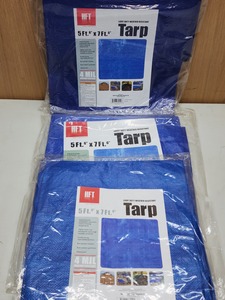 (3) Blue 5 x 7 Tarps