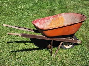 Sturdy Orange Wheelbarrow
