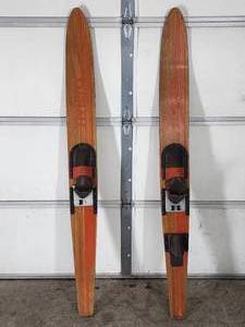 Set of Vintage Wooden Water Skis