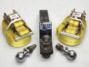 (2) Heavy Duty Cargo Straps with Tow Hitch and Balls