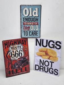 (3) Assorted Garage Tin Signs
