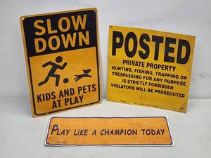 (3) Assorted Garage Tin Signs