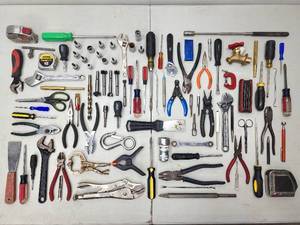 Table of Assorted Hand Tools