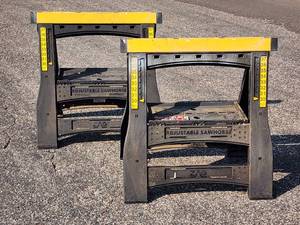 (2) Adjustable Height Handy Collapsable Sawhorses