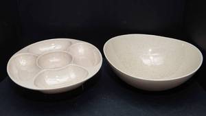 Red Wing Pottery Relish Dish & Coordinating Bowl  Mid-Century Stoneware Set