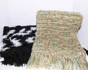 Two Crocheted Throw Blankets
