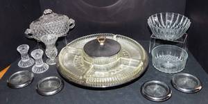 Assorted Cut Glass Items  Decorative Crystal Style Lot