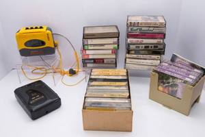 Walkman Lot  2 Players & Assorted Cassette Tapes