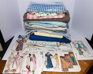 Assorted Fabric & Sewing Patterns Lot  Cotton & Flannel Materials