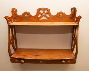 Small Vintage Wooden Wall Shelf  17 W x 16 H