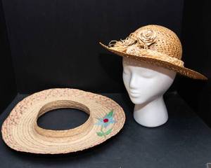 Set of 2 Womens Straw Hats