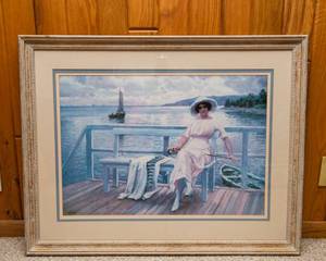 Paul Gustav Fischer On the Jetty Framed & Triple-Matted Art Print  37 x 29