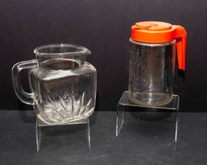 Federal Sunrise Starburst Square Pitcher & Vintage Tang Pitcher  Retro Glassware Set
