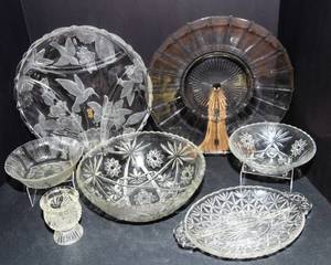 Variety Of Cut Glass Serving Ware