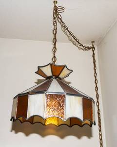 Small Vintage Tiffany-Style Plug-In Swag Lamp