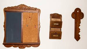 Wooden Home Decor Lot  Chalkboard, Mail Sorter & Key Holder