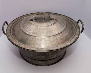 Vintage Bread Dough Rising Bowl with Lid  Metal (16.5 Diameter)