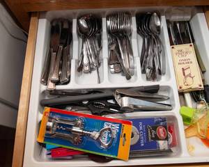 Full Kitchen Drawer Lot  Silverware & Assorted Kitchen Utensils