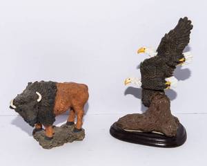 Nature Resin Figurines Lot  Buffalo & Eagles (Set of 2)