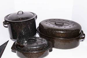 Assorted Enamelware Roasters & Pots  Set of 3