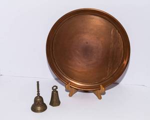 Manning Quality Bowman Copper Tray & Brass Bell Set