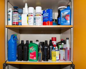 Assorted Garage Chemicals Lot  Oils, Spray Paint & Misc. Supplies
