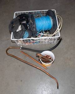 Assorted Wire, Cords & Metal Basket Lot (Includes Copper-Like Material)